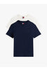TOMMY HILFIGER Erkek Marka Etiketli Bisiklet Yaka Ve Kısa Kollu Şık Görünüşlü Günlük Kullanıma Uygun Lacivert-Beyaz T-Shirt DM0DM20687 0XN
