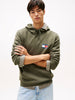 TOMMY HILFIGER Erkek Marka Logolu Kapüşonlu  Organik Pamuklu Kanguru Ceplli Günlük Kullanıma Uygun Yeşil Sweatshirt DM0DM20738 MRH