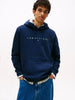 TOMMY HILFIGER Erkek Marka Logolu Kapüşonlu  Organik Pamuklu Kanguru Ceplli Günlük Kullanıma Uygun Mavi Sweatshirt DM0DM20746 0GY