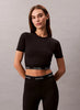 CALVIN KLEIN Kadın Marka Logolu Crop Nefes Alabilen Kumaşlı Nemi Uzaklaştıran Geri Dönüştürülmüş Polyesterli Siyah T-Shirt LVGWS5K144 UB1