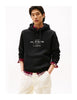 TOMMY HILFIGER Erkek Marka Logolu Kapüşonlu  Organik Pamuklu Kanguru Ceplli Günlük Kullanıma Uygun Siyah Sweatshirt MW0MW40864 BDS