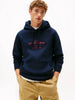 TOMMY HILFIGER Erkek Marka Logolu Kapüşonlu  Organik Pamuklu Kanguru Ceplli Günlük Kullanıma Uygun Lacivert Sweatshirt MW0MW40864 DW5