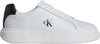CALVIN KLEIN Erkek Monogram Pürüzsüz Deri Cupsole Beyaz-Siyah-Beyaz Sneaker YM0YM01344 06X